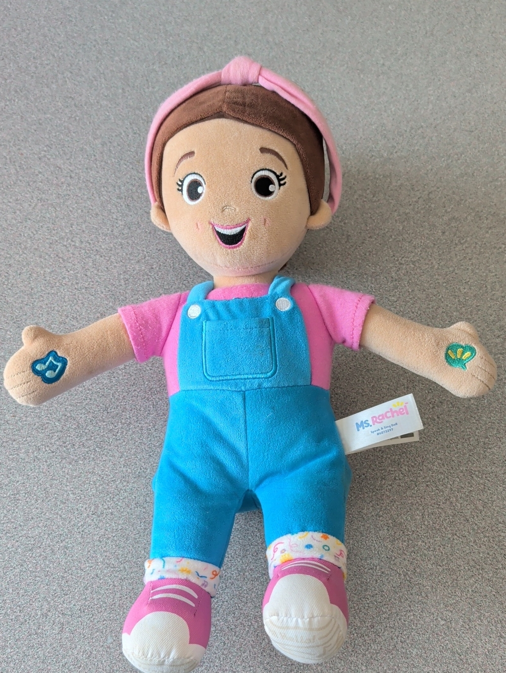 Rachel Plush Doll in Pink and Blue Overalls